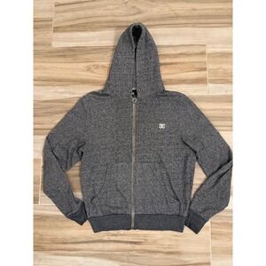 DC Shoes Mens Full Zip Hoodie Charcoal Grey Marl Knit Skate Sweatshirt Size M